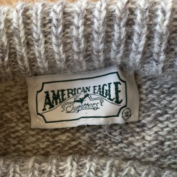 VINTAGE Unisex 100% wool sweater crewneck oatmeal boxy oversized - Picture 5 of 8